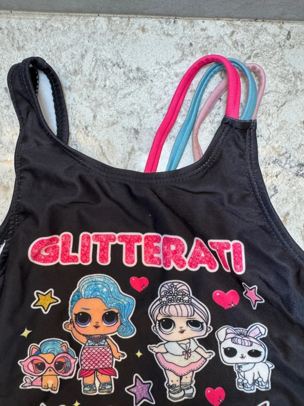 Girls LOL surprise one piece‎ swimsuit black pink & blue Size Small